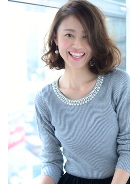 トリコ心斎橋(trico) ルミエールジンジャー＠斜めバングエアリーカールふわセミディ