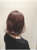 切りっぱなしボブ×ピンクアッシュ