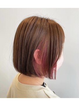 りんごの木 篠ノ井駅前店 ワンレンボブ@20代@ベビーピンク