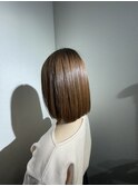 大人可愛いラベンダーアッシュ耳掛け小顔マッシュショートボブ
