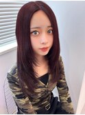 シャギーレイヤー/ワインレッドカラー