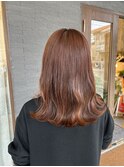 ブリーチなしピンクオレンジカラー