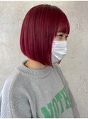 レッド　艶髪　髪質改善　韓国風　顔まわり　顔周り