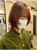 △レイヤーカットウルフカット韓国ヘアオレンジブラウン