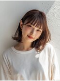 着物ヘア/ダークアッシュ/ミディアムレイヤーカット/人形町