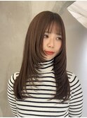 顔まわりカット/切りっぱなし/ミディアム/切りっぱなし／ボブ