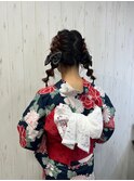 オニオンツインテール黒髪暗髪モテ愛され編み込み
