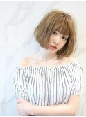 ■SOLセンター南・21-3■カーキベージュ小顔切りっぱなしロブ