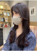 ゆるウェーブ　大人可愛いロングレイヤーヘア　パープルベージュ