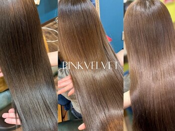 ピンクベルベット(PINKVELVET)の写真/【髪質改善】カラーの頭皮乾燥や白髪原因を除去し絹髪トリートメントで艶髪に。続ける毎に潤い溢れる素髪へ