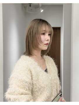 ゴウトゥデイ 横須賀店(GO TODAY) ミルクティーブラウン / 切りっぱなしボブ / フェイスレイヤー