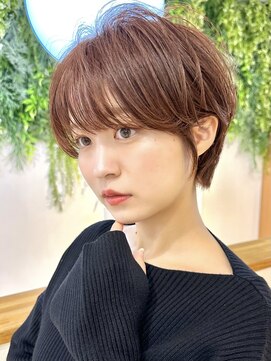 ビューブルー 亀戸錦糸町(VIEW BLUE) 美髪シアーカラーピンクブラウンショートカット切りっぱなしボブ