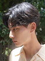 センターパートカルマヘアニュアンスパーマ韓国シャドウパーマ