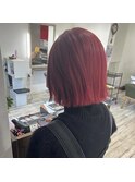 ローズレッドカラー+結べるボブ