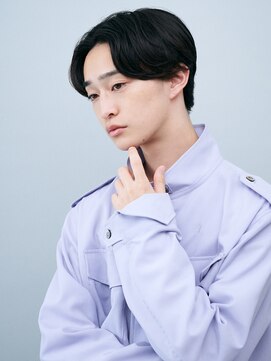 ヘアサロンガリカアオヤマ(hair salon Gallica aoyama) ビジネスにも◎メンズセンターパートに毛流れニュアンスパーマ