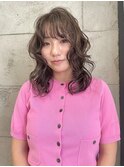 olive beige _ layer cut _ curly style