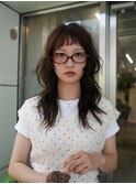 ハッシュカットミディアムレイヤーウルフボブ顔まわりレイヤー