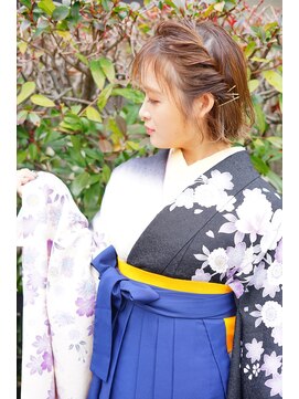 ヴァンクシー バイ ルナ(VANKCY by Luna) 卒業式 袴 着付け 向ケ丘遊園 着物ヘア ボブルフ 大人ボブ 前髪