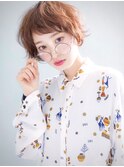 大人ガーリー丸みショート短め前髪ことりベージュシアーオレンジ