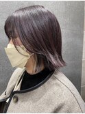大人ぱつっとボブと上品なラベンダーグレージュ◎