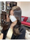 小顔カット×韓国くびれヘア×グレージュカラー