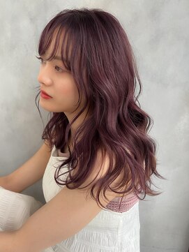 グロウバイニューヨークニューヨーク(Grow by NYNY) 【打越】セミロング×ウェーブ×ミルキーピンクラベンダー