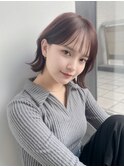 大人可愛いレイヤーピンクアッシュ外ハネボブミニボブ