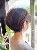 パーマ風マッシュショート　前髪あり