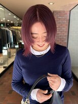ノラ ヘアーサロン(NORA HAIR SALON)&nbsp;【大久保】ブリーチ1回から作るワインレッド顔まわりカット