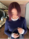 【大久保】ブリーチ1回から作るワインレッド顔まわりカット