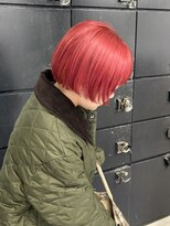 ヘアー アイス 御器所本店(HAIR ICI)&nbsp;透明感カラー★20代30代ダブルカラーチェリーピンク ミニボブ