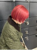 透明感カラー★20代30代ダブルカラーチェリーピンク ミニボブ