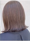 30代40代50代/小顔ミディアム外ハネボブアッシュ/アースカラー