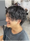 センターパートウルフ/ツイストスパイラル/波巻きパーマ