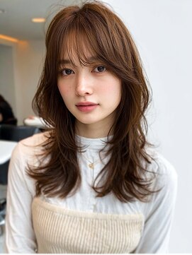 ダル 渋谷/表参道(DAL.) 顔周りカットハッシュカットダークブラウンワンホンレイヤー韓国