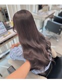 ラベンダーグレージュ 韓国ヘア くびれヘア ロング