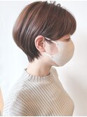 【モリオ原宿】ショートボブ ピンクオレンジ 前髪あり