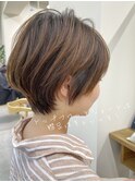 ★前下がりショートボブハンサムショートカットカラーパーマケア