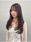 松尾菫菜/レイヤーカット/ブリーチ/ピンクラベンダー/韓国ヘア