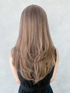 ロングミルクティー韓国ヘア顔周りレイヤー_ba564052