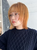 ローネス(LONESS)&nbsp;ハッシュカット　ボブレイヤー　ペールオレンジ　外ハネボブ