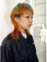 レコ 渋谷(LECO)&nbsp;ルーツカラーオレンジブルーレイヤーウルフカット