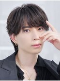 シースルーフェザーパーマラウンドマッシュショートウルフ