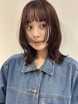 ラミエバイメルト 下北沢(lamie by melt) クビレボブ顔周りレイヤーカットチェリーレッドブラウンボルドー