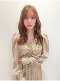 小顔前髪質改善オレンジブラウンひし形くびれヘアココアベージュ