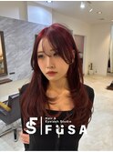 ワインレッド×ハッシュカット