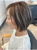 レイヤーカットハイライトバレイヤージュブリーチリタッチボブ