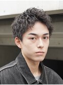 大分ルーズパーマメンズカットルーズショートツーブロックゆるめ