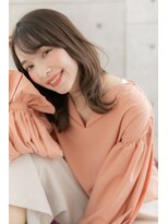 ミック ヘアアンドメイク アップ 駒込店(miq Hair&Make up) 外ハネカール×斜めバングの色っぽくびれセミディ