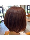 ピンクブラウン×ボブ